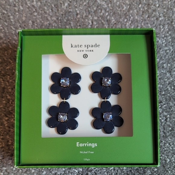 Kate Spade New York x Target Blue Floral Linear Earrings NIB - Picture 1 of 4